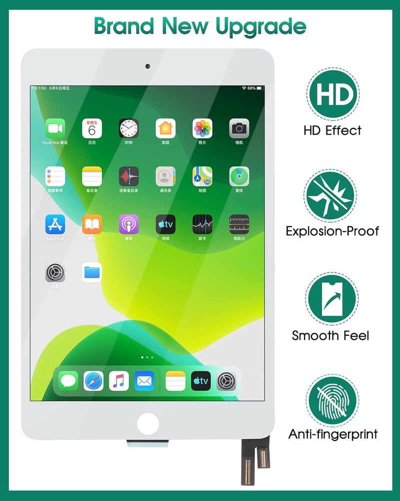 SRJTEK استبدال شاشة LCD لجهاز iPad mini 4 2015 لمجموعات إصلاح شاشة iPad mini 4 لأجزاء إصلاح شاشة اللمس A1538 A1550 باللون الأبيض 7.9" (بدون زر الصفحة الرئيسية) - Image 4